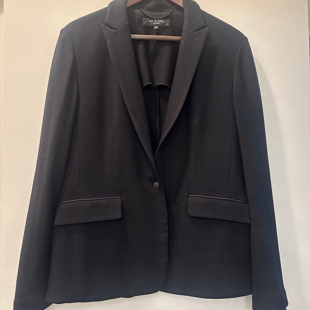 Rag and Bone Women's Lexington Black 100% Wool Blazer Size 10